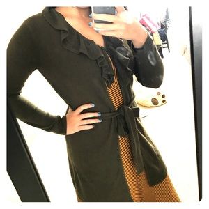 Olive Green Long Cardigan